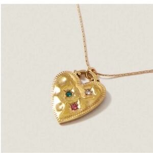 New! 18K Gold Plated Heart Charm Pendant Necklace (1012) NWOT